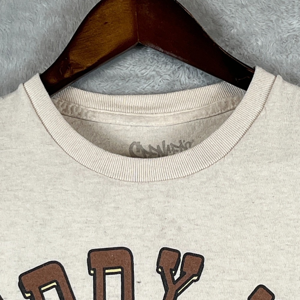 Spencers Mens Medium Giddy Up Sluts Frog Cowboy Graphic Tee Cream Funny Western - Picture 2 of 5